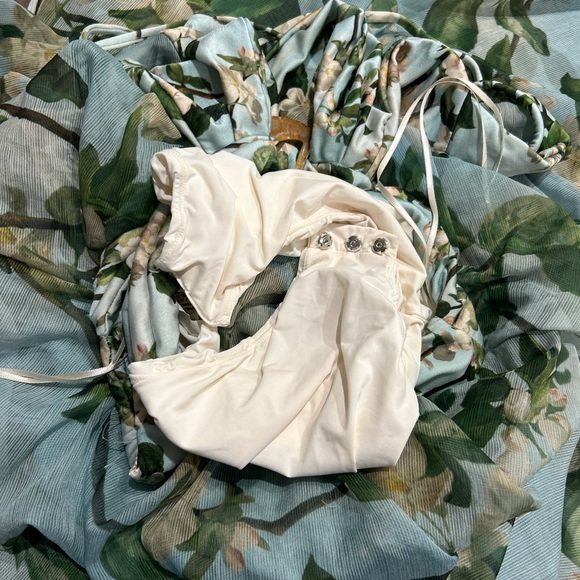 PatBo blue floral long sleeve beach maxi dress gown in sky - Picture 10 of 12